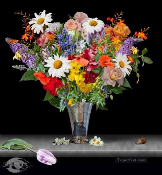 フラワーズ Painting - ag 花瓶の花